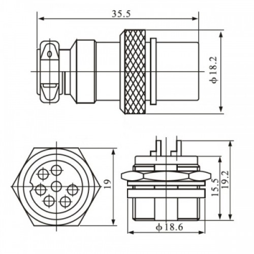 Conector Mike Macho/fêmea Metal 7 Vias Ls30063013 7 Vias